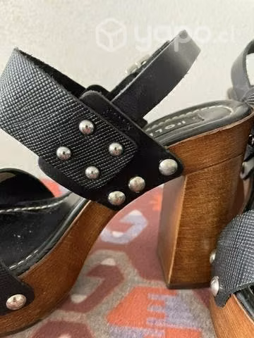 Sandalias PU Pollini plataforma negro talla 35 - Imagen 4