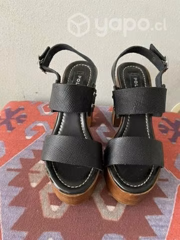 Sandalias PU Pollini plataforma negro talla 35
