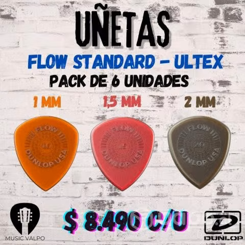 Pack 6 uñetas jim dunlop flow standard pick 1 mm