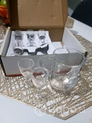Set de copas schots y jarra para bajativos