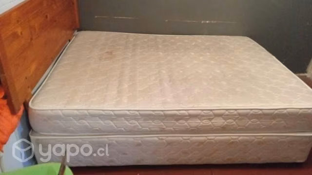 Cama rosen 2 plazas +respaldo nativo+velador nativ