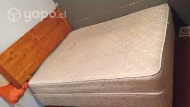 Cama rosen 2 plazas +respaldo nativo+velador nativ