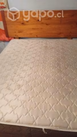 Cama rosen 2 plazas +respaldo nativo+velador nativ