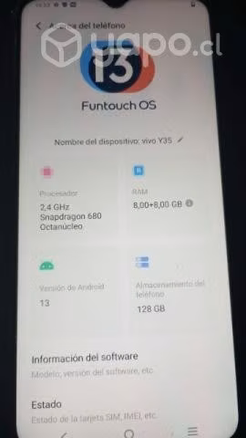 Celular impecable Vivo y35 con 16 Gb ram - Imagen 2
