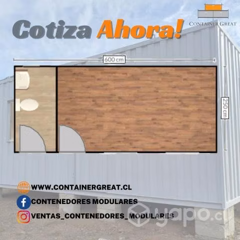 Oficina modular 20 pues con medio baño externo