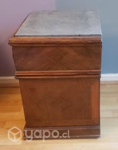 Velador antiguo madera y mármol - Imagen 2