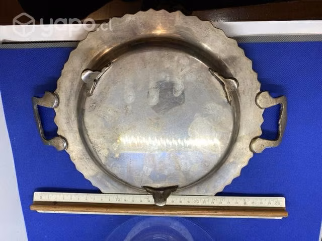 Antigua Tortera plaque y cristal Muselina impecabl