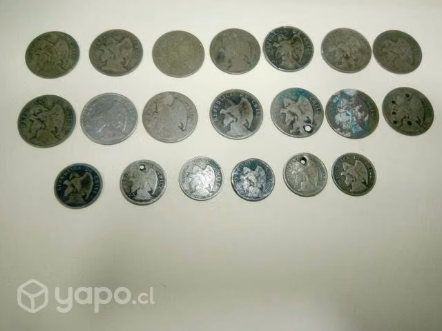 Lote de 20 monedas de plata chilena
