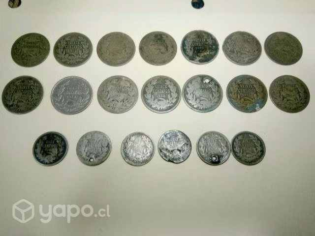 Lote de 20 monedas de plata chilena
