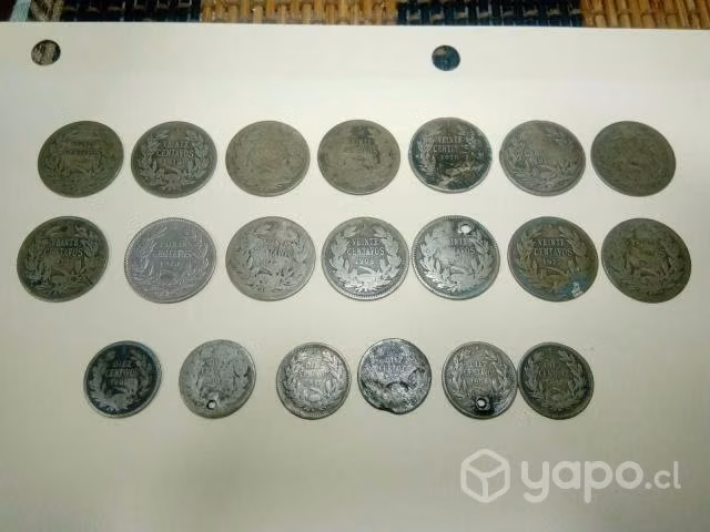 Lote de 20 monedas de plata chilena