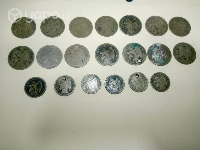 Lote de 20 monedas de plata chilena