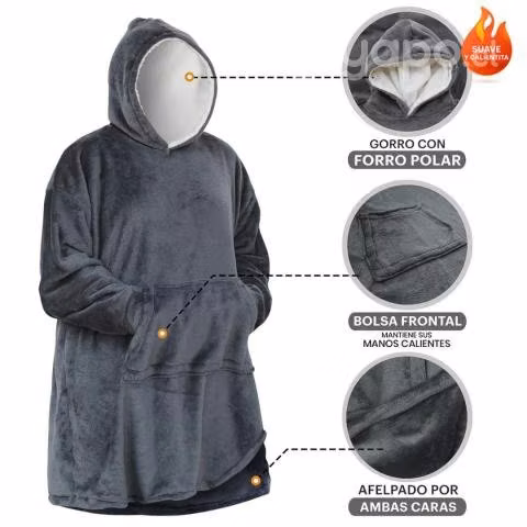 Polerón Gris Sherpa Chiporro Huggle Hoodie Unisex