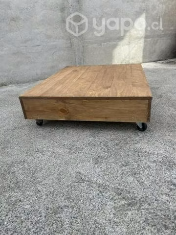 Mesa de centro de madera con ruedas - Imagen 2