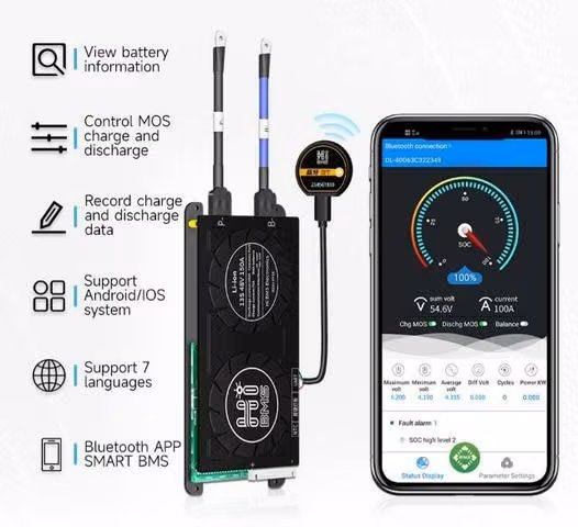Bms Bluetooh App + Cargador 5A de 48V 13S