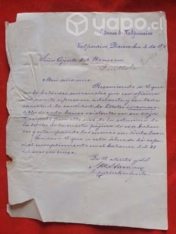 Documento bancario antiguo