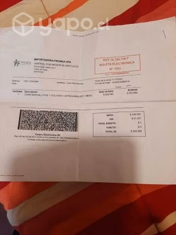 Cama clínica Manual más colchón anti escara y mesa