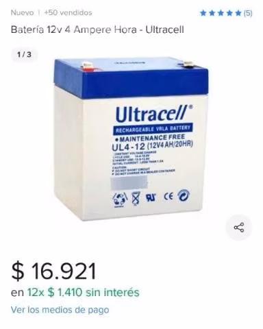 Baterias Ultracell 12v 4amperes (20hrs)