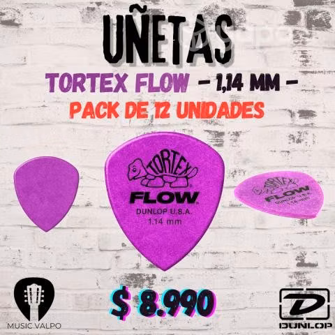 Pack 12 uñetas jim dunlop tortex flow pick 1.14