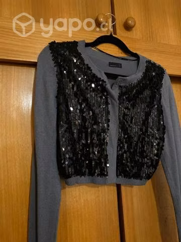 Chaleco hilo gris con lentejuelas negras - Imagen 6