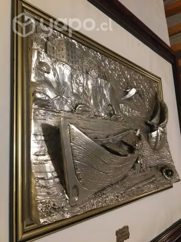 Cuadro relieve laminado en plata Colección de arte