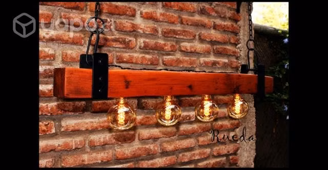 Lámpara Colgante Roble Rustica, Pellín 4L, Nueva