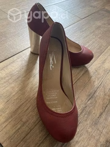 Zapato taco alto Rojo/plata
