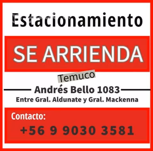 Arriendo de estacionamiento. Centro de Temuco
