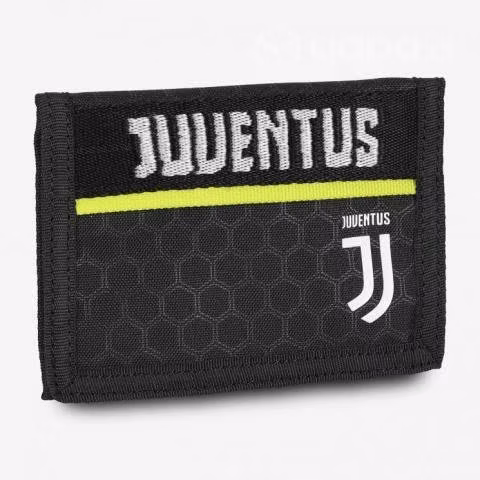 Juventus Billetera Velcro Negra Estampado Amarillo