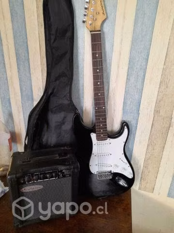 Guitarra electrica Scorpion blanca y negra