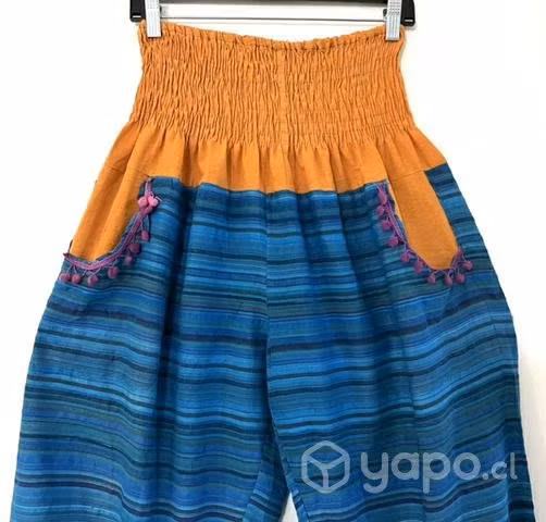 Pantalón Con Bolsillos Hindú Talla L/xl Celeste