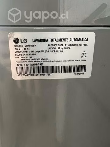 Lavadora LG 19kg poco uso - Imagen 2