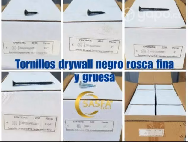 Tornillos Drywall Negro Rosca Fina y Gruesa