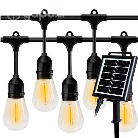 Guirnalda 10 Metros Panel Solar Con 10 Ampolletas