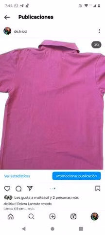 Polera rosada Lacoste L - Imagen 2