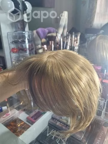 Postizo de cabello humano, con flequillo tono 8