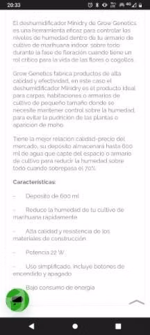 Deshumificador de humedad Grow Genétics 600ml