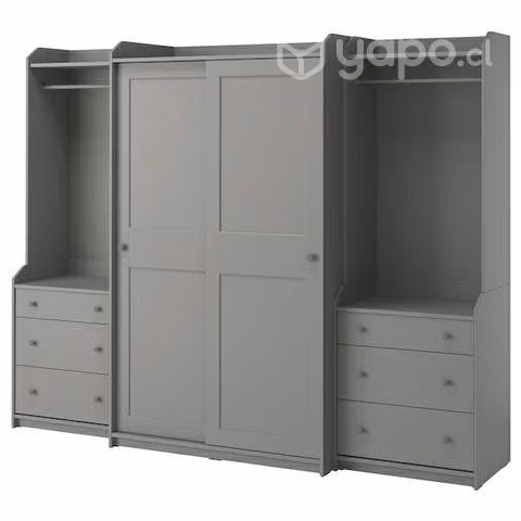 HAUGA Combinación clóset, gris, 258x55x199 cm
