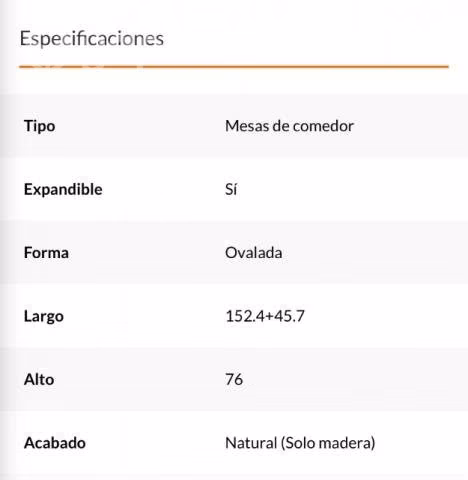Comedor 6 sillas expandible