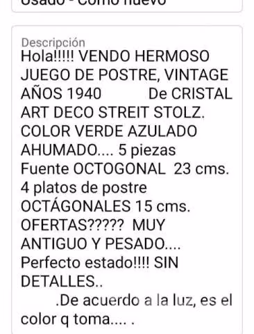 Juego de postre octágonal antiguo años 40 - Imagen 6
