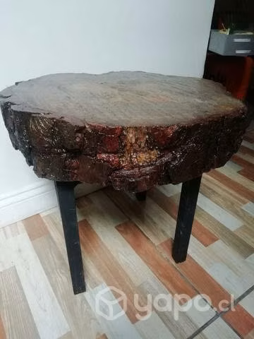 Mesa de centro con rodela de madera