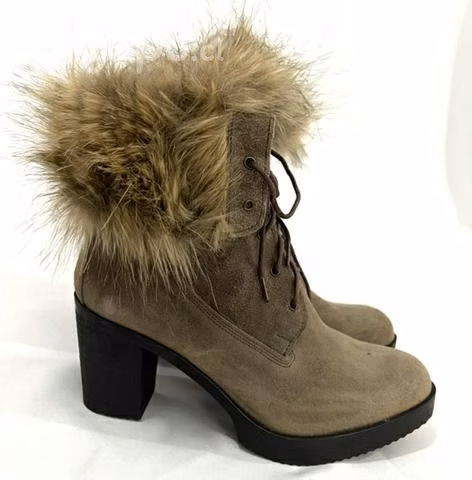 Botín Peludo De Cuero Marca Pollini N*37 Café - Imagen 2