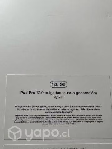 IPad Pro 12.9 4ta gen 128gb + apple pen 2