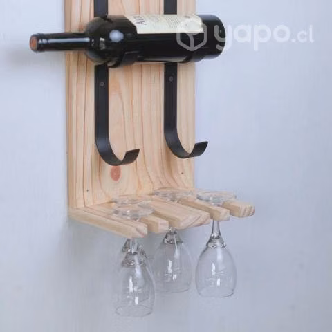 Repisa Porta vinos para 2 botellas y 4 copas - Imagen 3