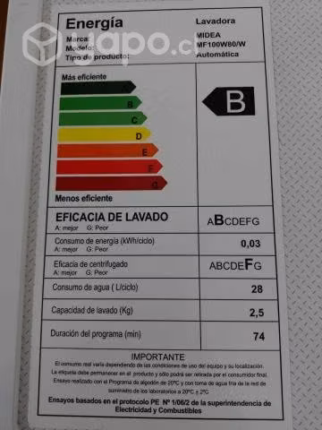 Lavadora Midea MF100 casi nueva