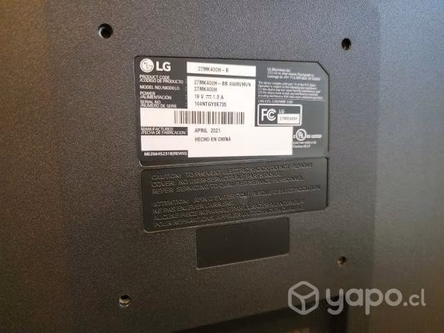 Monitor LG 27" (2 disponibles)