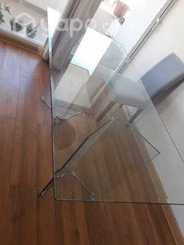 Mesa Comedor Vidrio Biselado con Patas de Vidrio