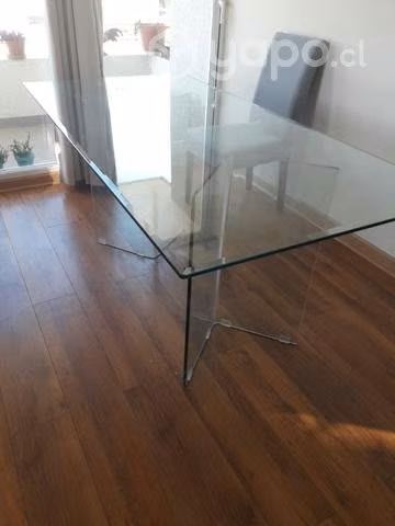 Mesa Comedor Vidrio Biselado con Patas de Vidrio