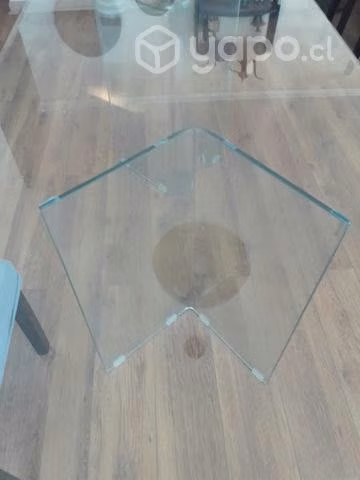 Mesa Comedor Vidrio Biselado con Patas de Vidrio