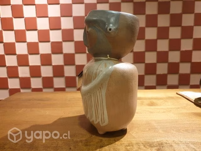 Escultura cántaro mapuche con certificado de orige