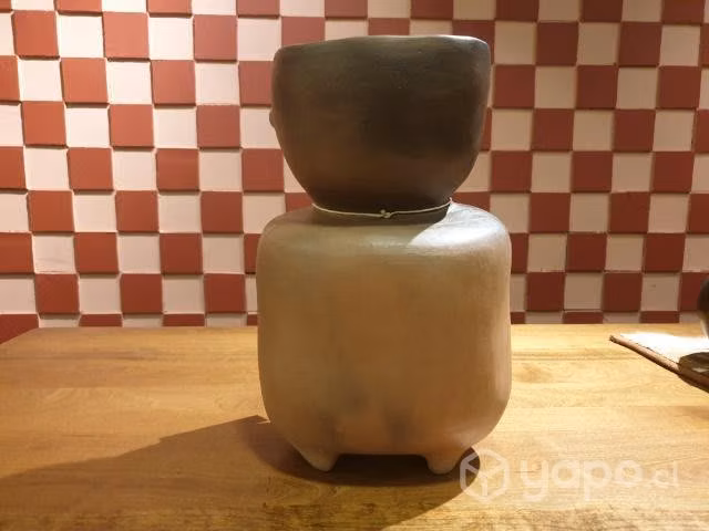 Escultura cántaro mapuche con certificado de orige